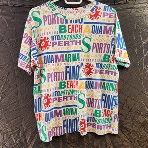 Vintage 90s ESPRIT All Over Print Colorful T-Shirt Mens Small